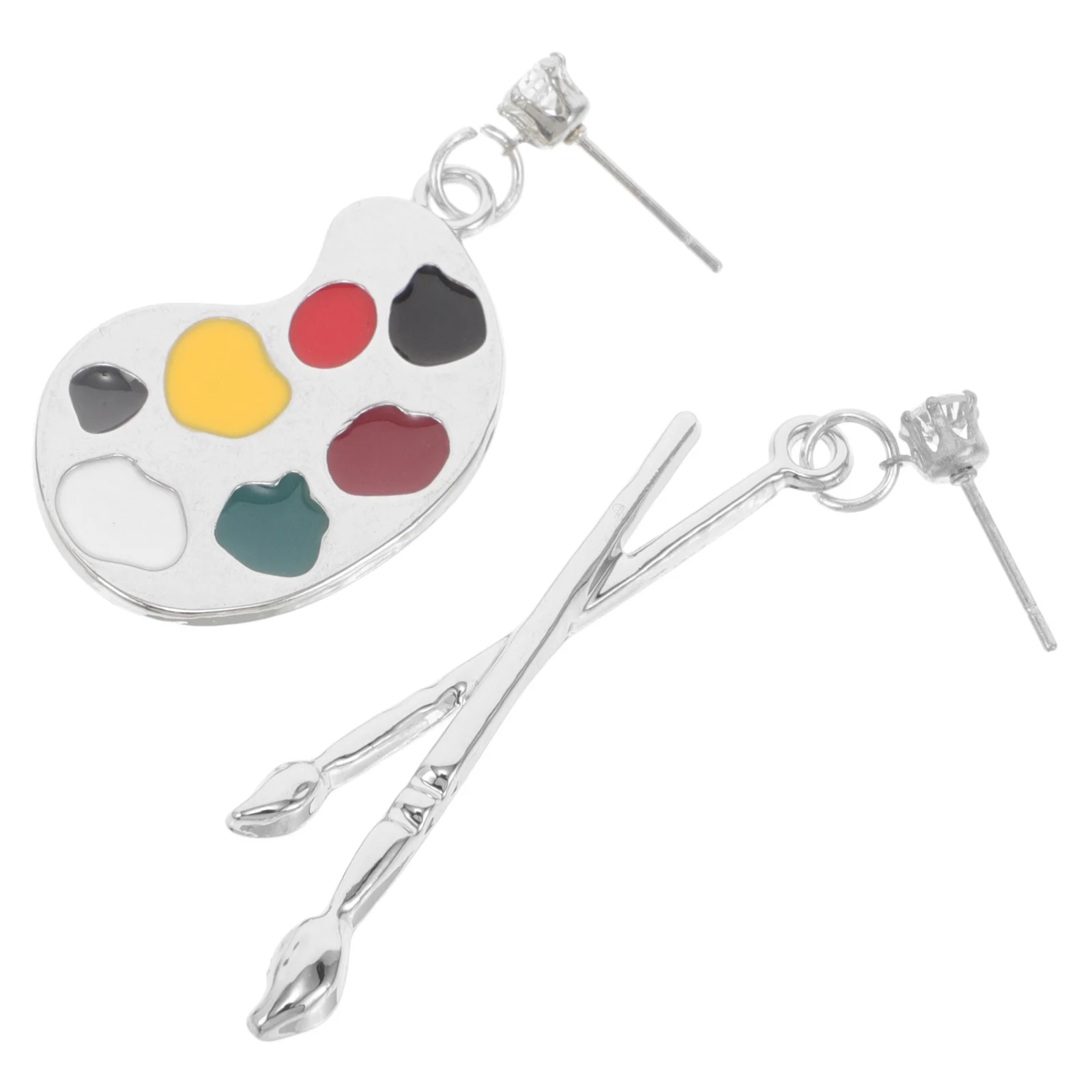 

Paintboard Brush Earrings Asymmetric Design Women Dangle Drop Charm Creative Ear Decor Accessories