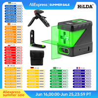 HILDA 2 Lines Laser Level Self Levelling Green Beams Laser Horizontal Vertical Cross Line Mini Laser Level
