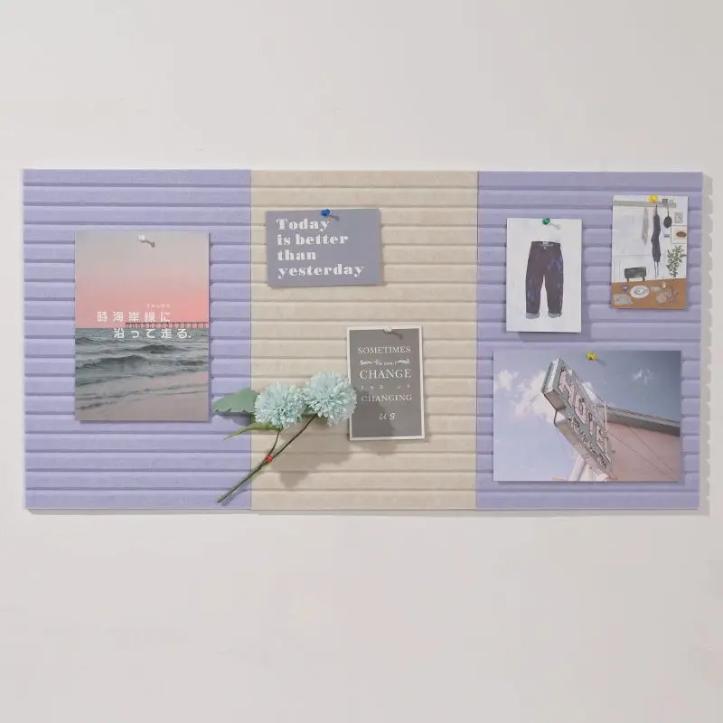 Korean Style Felt Board Wall Stickers with Vertical Stripes Home Decor Self Pasting Message Photos Wall Decoration 30cm Square