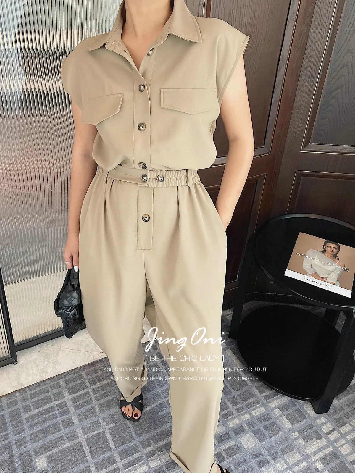 

Jumpsuits Cargo Pants Y2K Woman Clothing 2025 Summer Korean Fashion Style Elegant Long Trousers Wide Leg High Waist Short Sleeve