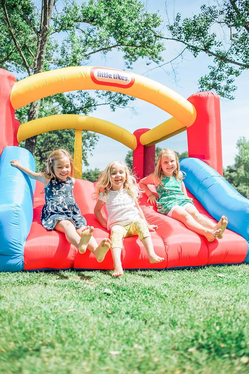 Jump 'n Slide Inflatable Bouncer Includes Heavy Duty Blower With GFCI, Stakes, Repair Patches, And Storage Bag