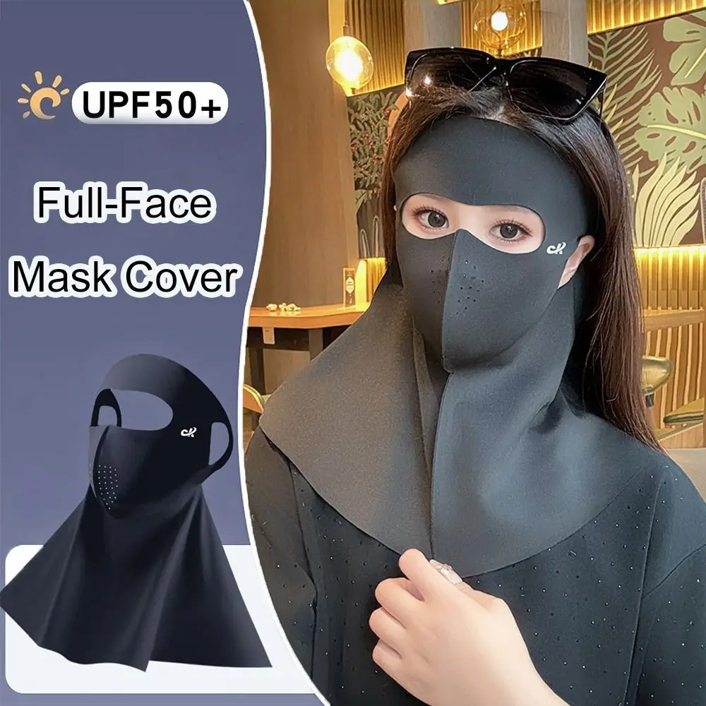 Fashion Summer Full-Face Mask Cover Sun Protection UPF 50+ Ice Silk Face Veil Outdoor Cycling Neck Wrap Cover for Male Female