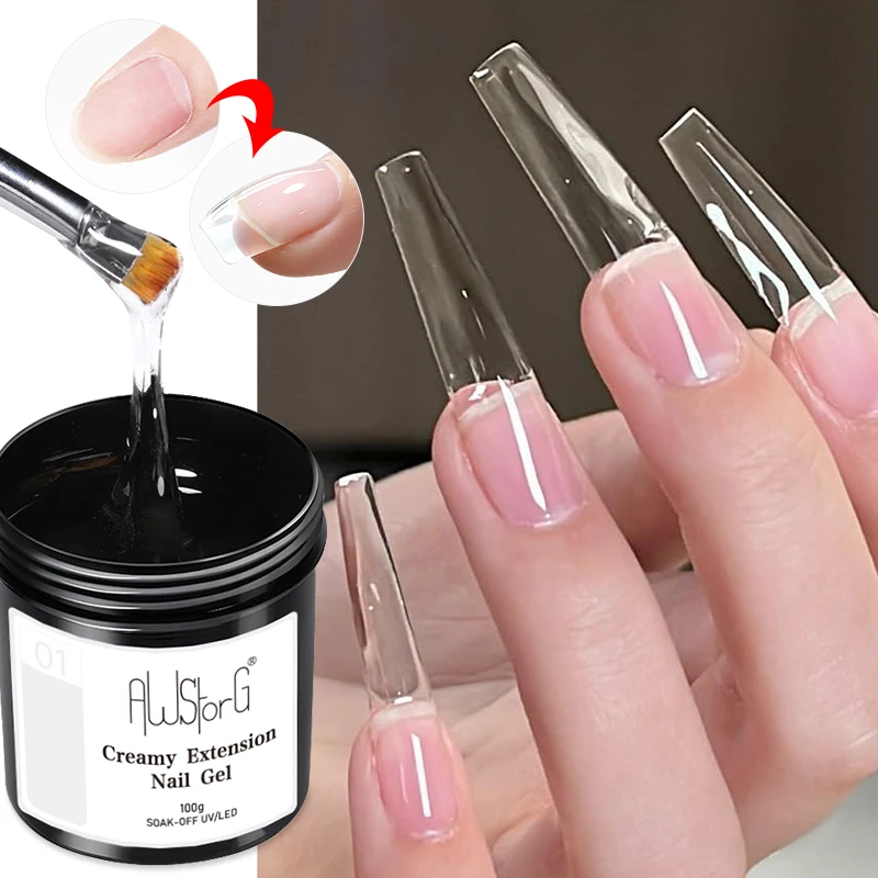 AWStorG 100g Extension French Acrylic Gel Kit Soak Off UV LED Camouflage Color Hard Gel Jelly Fast Dry Nail Building Extend Gel