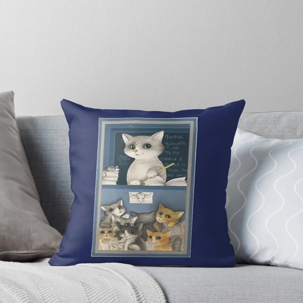 The school lesson: Teacher Cat in a class of kitten. For cat lovers Throw Pillow Pillow Case Cushion Cover Set pillow