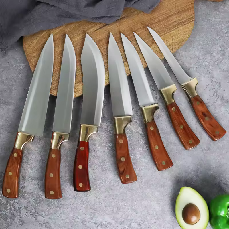 Stainless Steel Butcher Kitchen Chef Knife Set Meat Fish Fruit Vegetables Slicing Boning Chopping Cleaver Knives with Gift Box