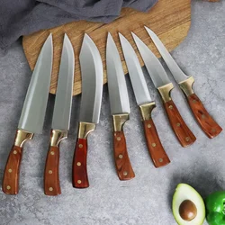 Stainless Steel Butcher Kitchen Chef Knife Set Meat Fish Fruit Vegetables Slicing Boning Chopping Cleaver Knives with Gift Box