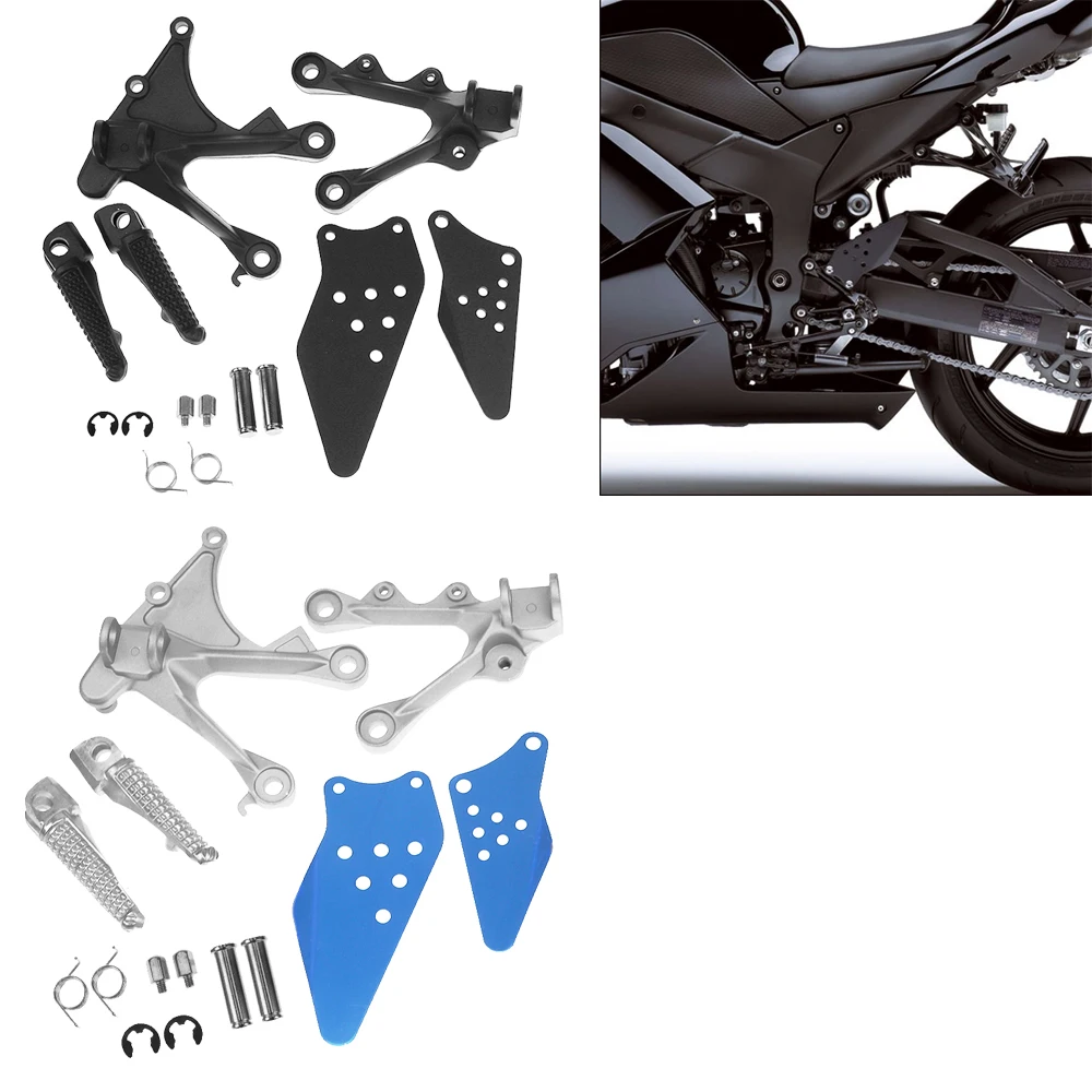 Motorcycle Front Footrests Rear Rest Pegs Footpegs Set For Kawasaki Ninja ZX6R ZX 6R ZX-6R 2005 2006 2007 2008, ZX-636 2005-2006