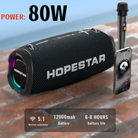 HOPESTAR A6MAX 80W High Power Bluetooth Speaker Portable Sound Box Outdoor Waterproof Subwoofer with Microphone RGB Light TF/USB