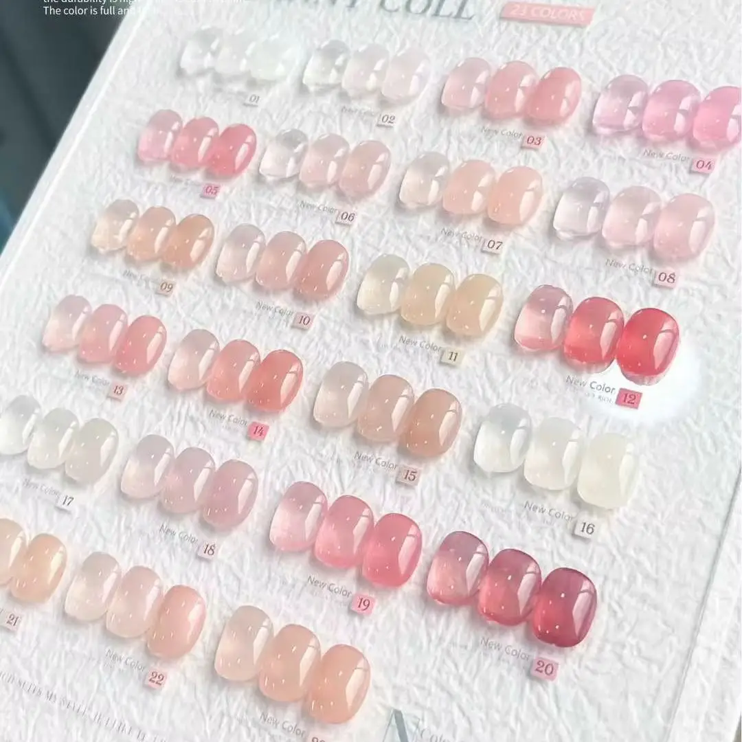 DannyColl Jelly Pink 23pcs Nail Gel Polish Kit With Color Card Semi-transparent SelfLeveling Nude Natural Pink Nail Manicure15ml