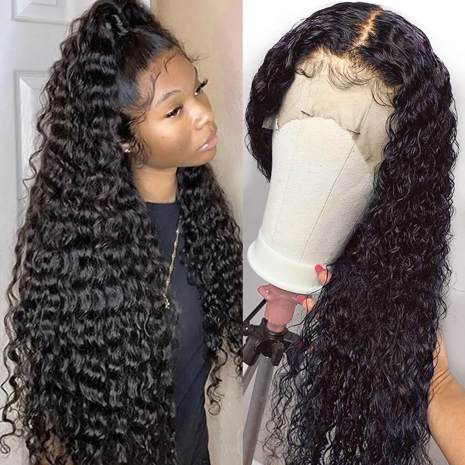 13x4 Human Hair Wig Promotion 32 34 inches Water Wave Lace Frontal 4x4 Lace Closure Wig Free Part Glueless Wig Human Hair Curly