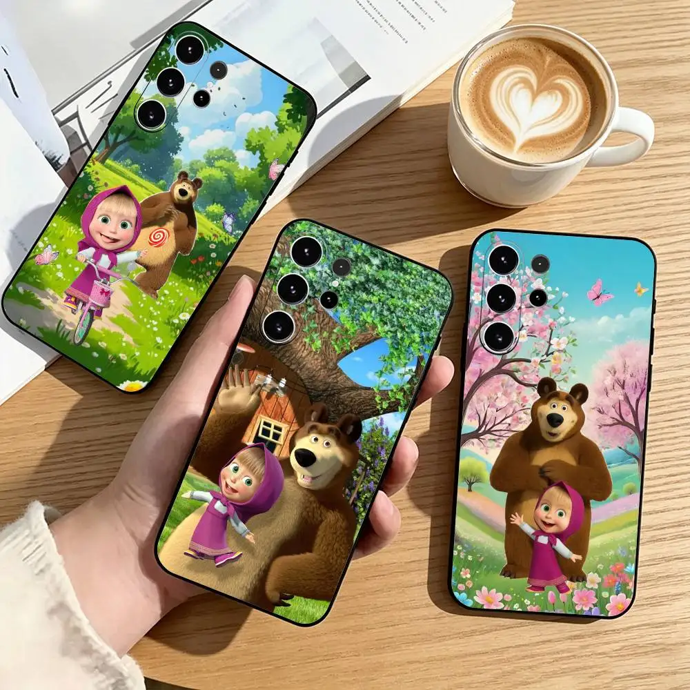 Masha-A And Bears  Phone Case Black Silicone Soft For Samsung S25,S24,S21,S22,S23,S30,Ultra,S20,Plus,Fe,Lite