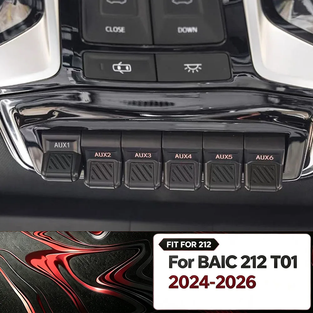 For BAIC 212 T01 2024-2026 Car Upgraded Six Gang Aircraft Switches Light Relay Control Box Switch Modification Accessories