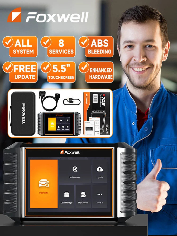 FOXWELL NT726 Scanner OBD2 outil de numérisation bidirectionnelle de Diagnostic tout système pour voitures et camions avec lecteur de Code de 12 Services de réinitialisation