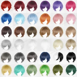 Anime Short Straight Cosplay Wig para homens e mulheres, resistente ao calor, cabelo sintético, preto, branco, verde, marrom, roxo, azul, cinza, vermelho, ouro, 30cm