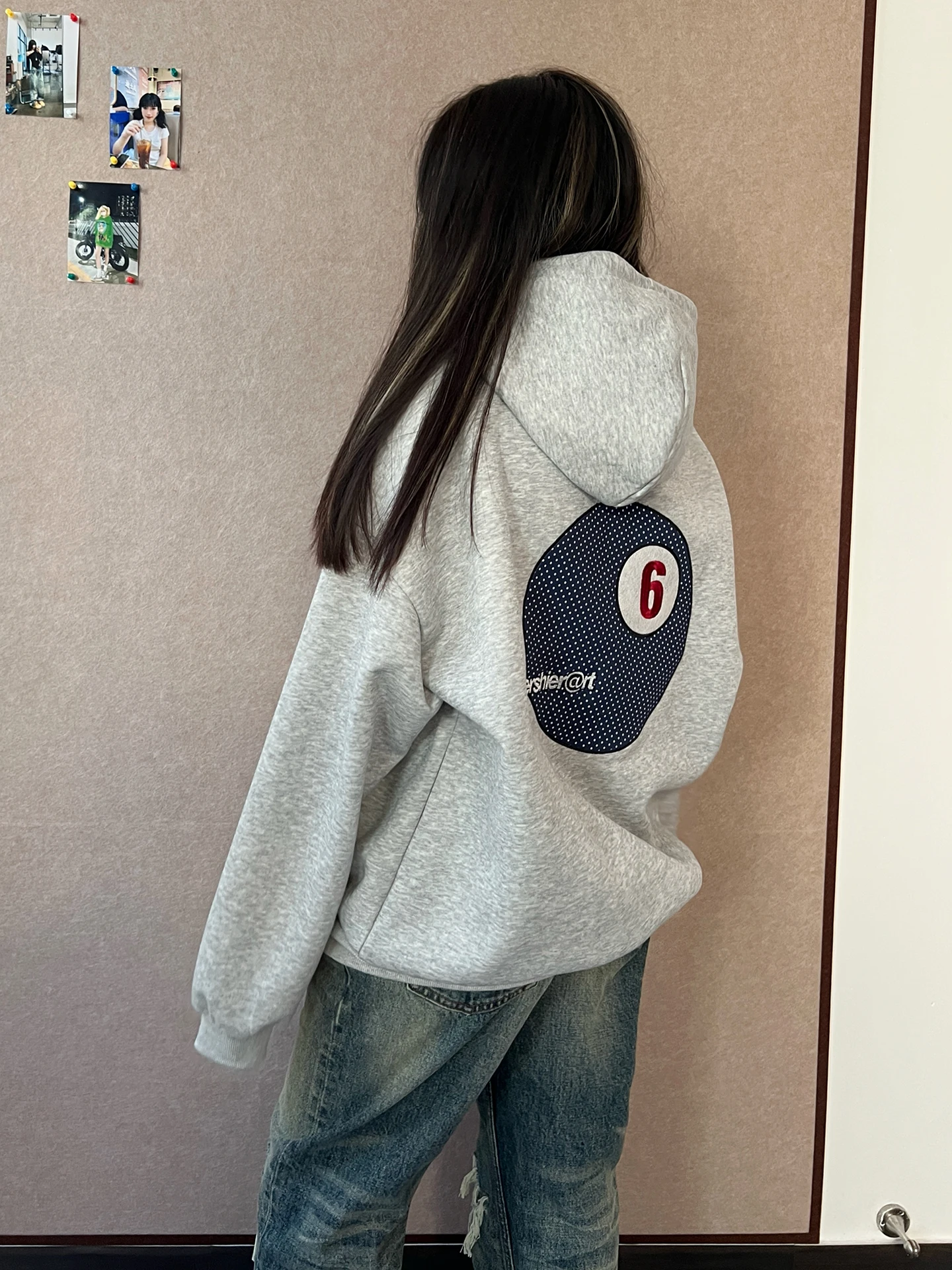 Casual American Design Polka Dot Billiard Digital Embroidery Hoodie Sweatshirt Couple Matching Spring Autumn Versatile Hat Shirt - view 5