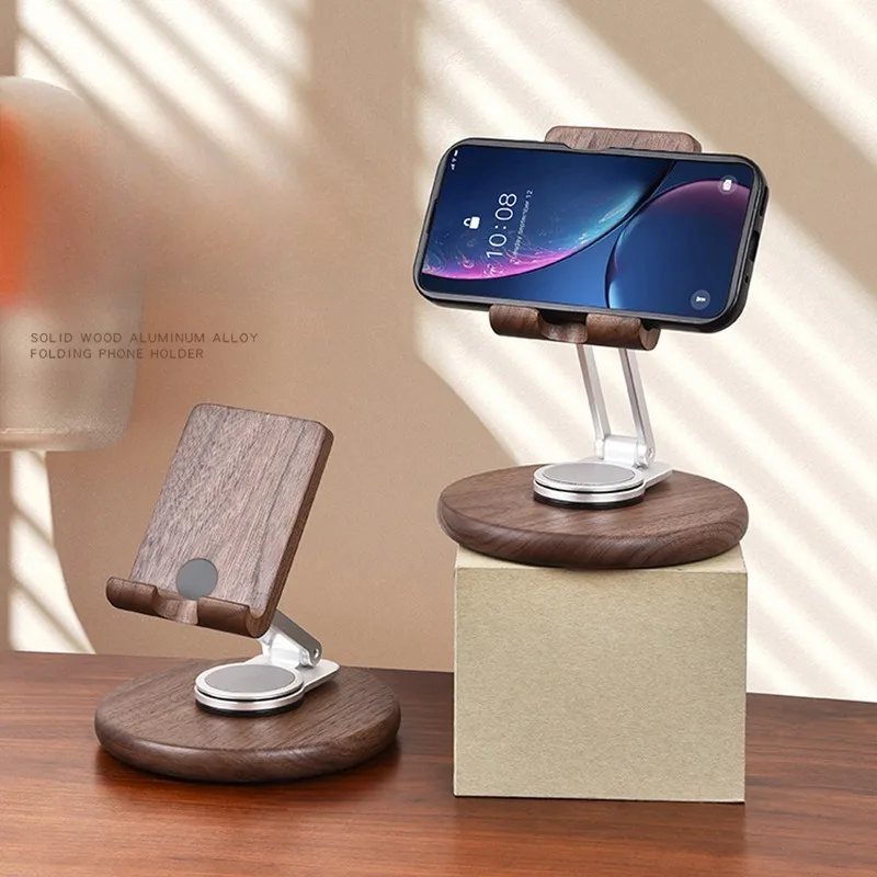 Solid Wood Bed Lazy Mobile Phone Holder Desktop High-end 360-degree Rotation Adjustable Lifting Ipa Tablet Shelf