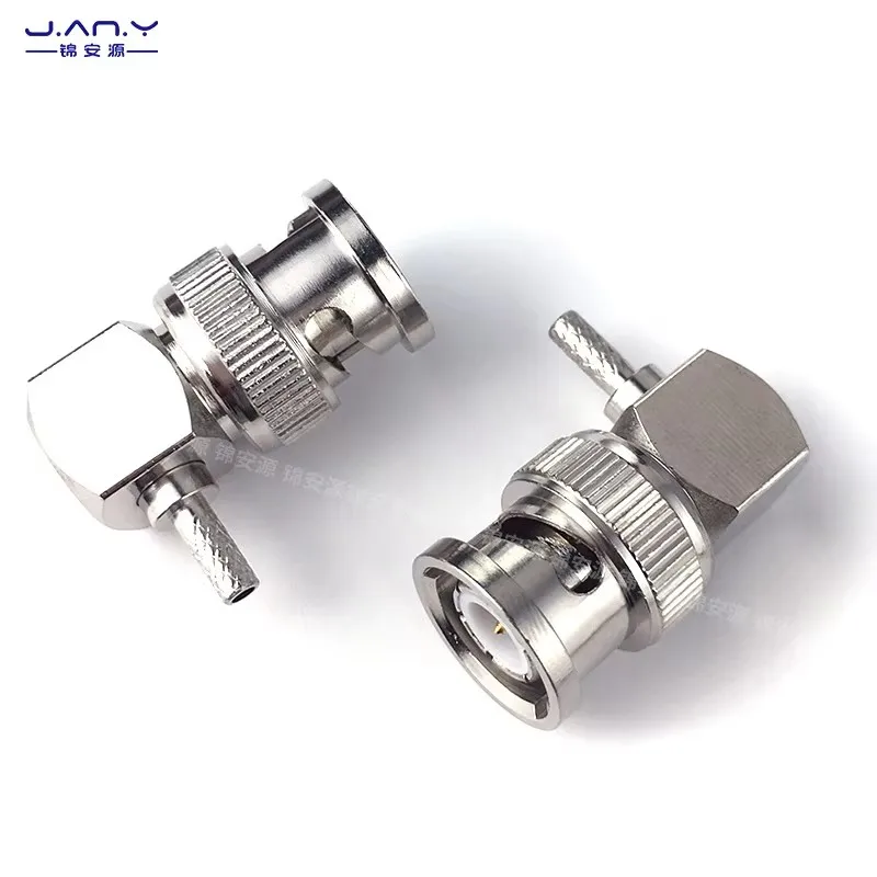 All copper 90 degree cold pressed BNC right angle elbow RF RF coaxial connector digital high-definition SDI crimping male head