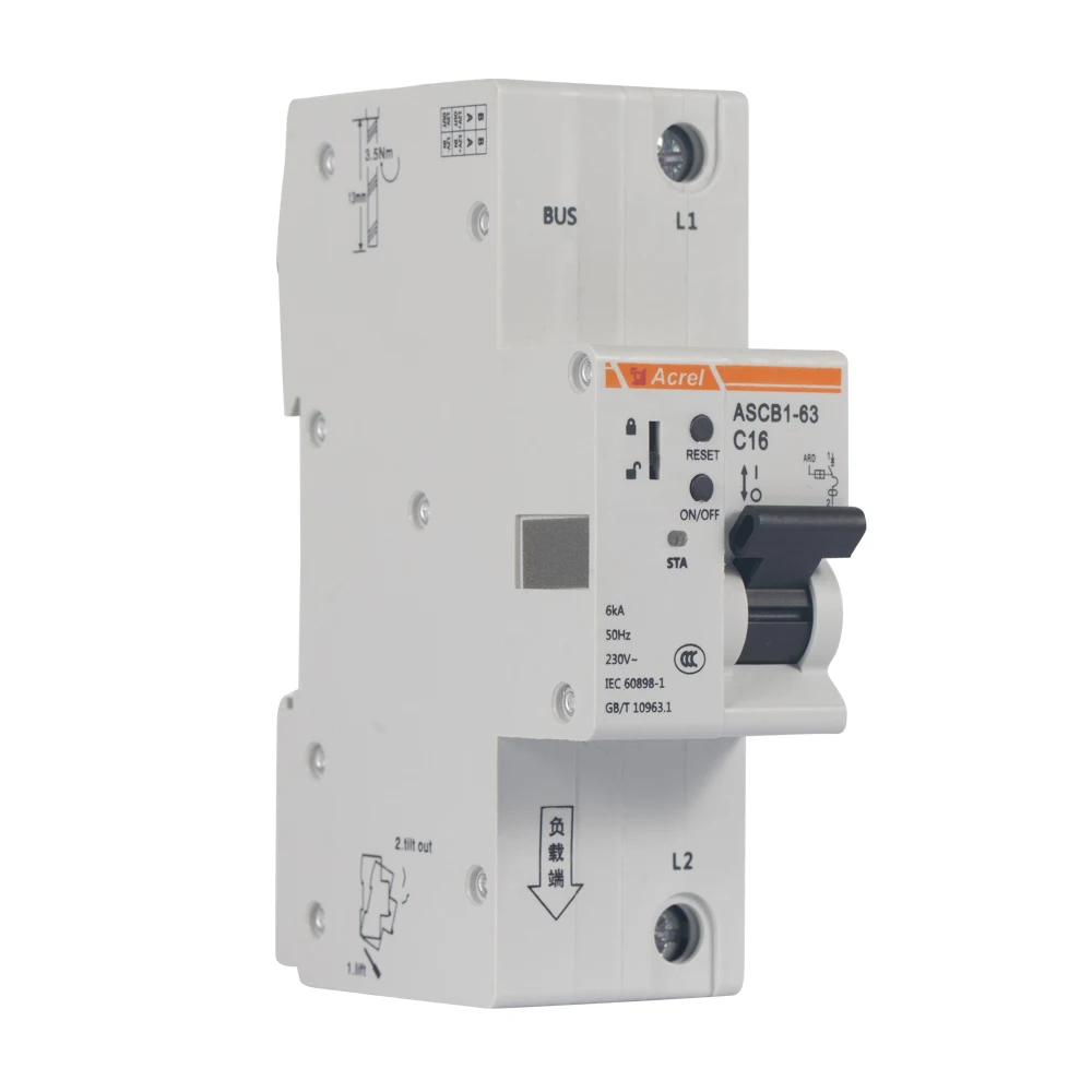 

Acrel ASCB1-63-C63-1P 1P smart circuit breaker din rail installation widely used in Information and communicatomes,etc banks