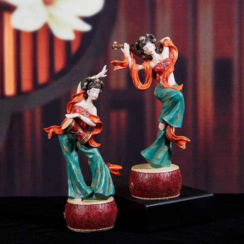 Creative Chinese Style Dunhuang Flying Sky Living Room Wine Cabinet Bogu Rack Desktop Resin Art Home Decoration Accessories