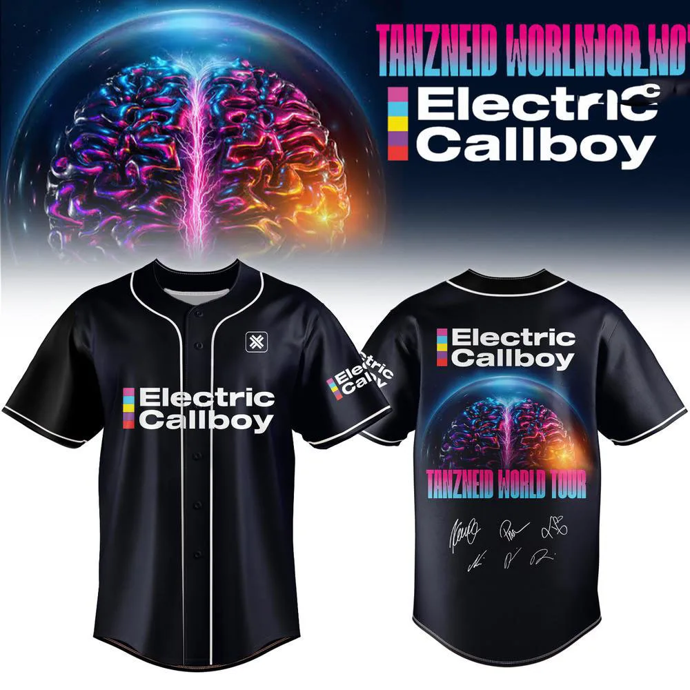 Electric Callboy Tanzneid World Tour Baseball Jersey Button Down Short Sleeve Loose T-shirt Graphic Full Print Merch Unisex Tops
