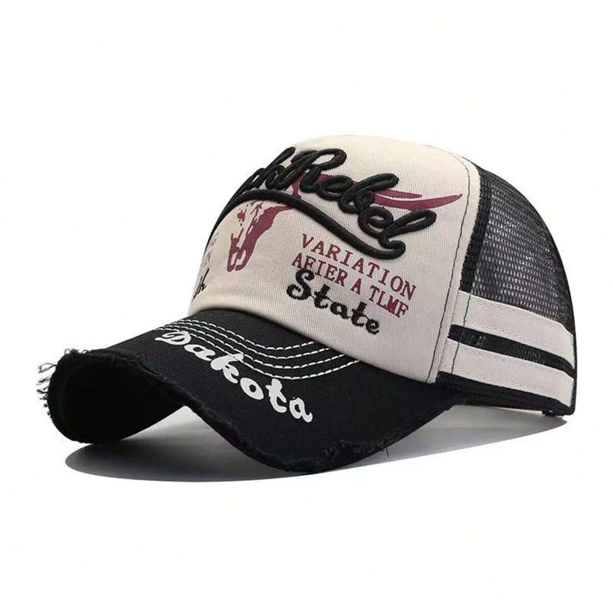 Unisex BLACK REBEL Baseballkappen mit Stickerei, verstellbare Freizeitmützen für Frühling und Sommer, Sonnenschutzhüte, Sportkappen – Detail 2