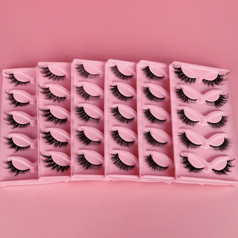 5 Pairs Fluffy False Eyealshes Fox Cat Eye Lashes Winged False Eyelashes Fox Eye Faux Mink Eyelashes Silk Lashes Makeup