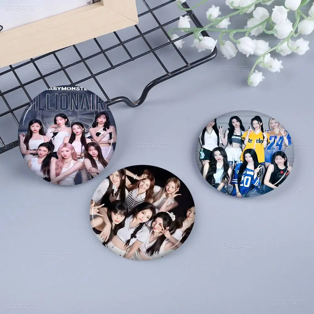 

Kpop Babymonster Photo Brooches Creative Round Badge Gifts Pins 32/44/58mm