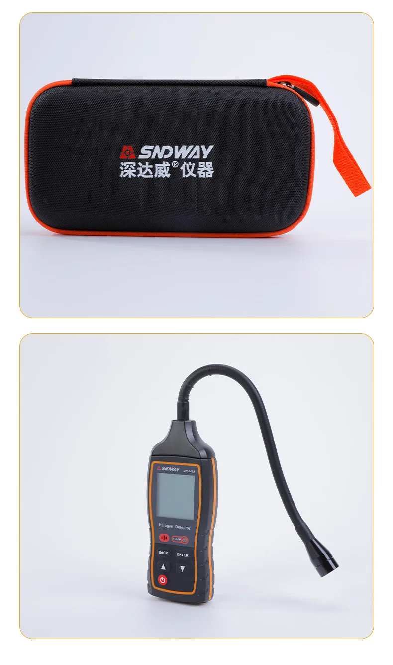 High Accuracy SNDWAY SW-743A Halogen Gas Detector 0-1000PPM Waterproof AC Refrigerant Leak Tester 567