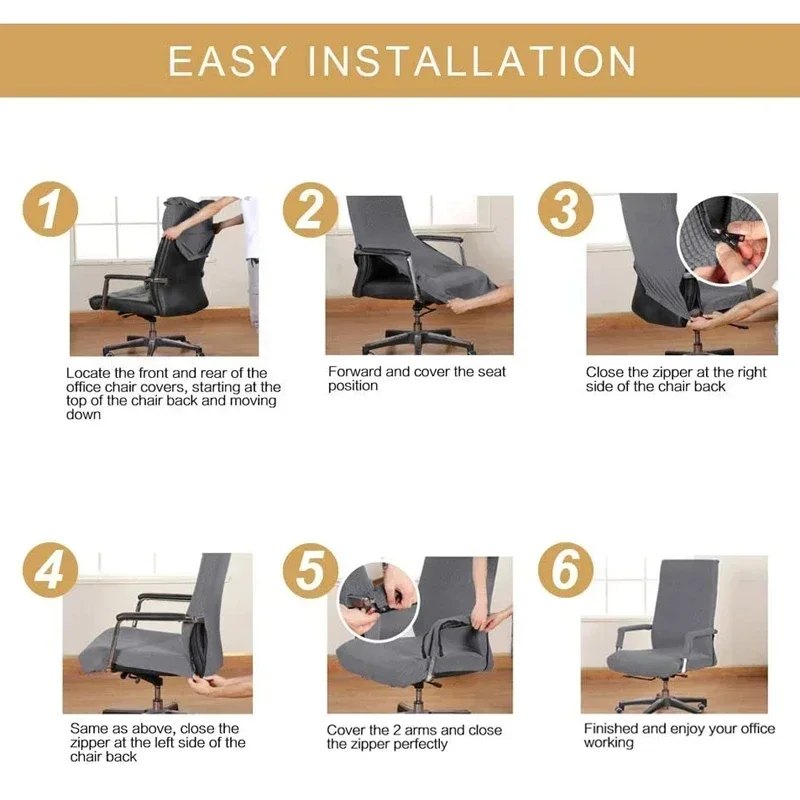 Waterproof Elastic Chair Covers Anti-dirty Rotating Stretch Office Computer Desk Seat Seat Cover Removable Slipcovers Home Decor