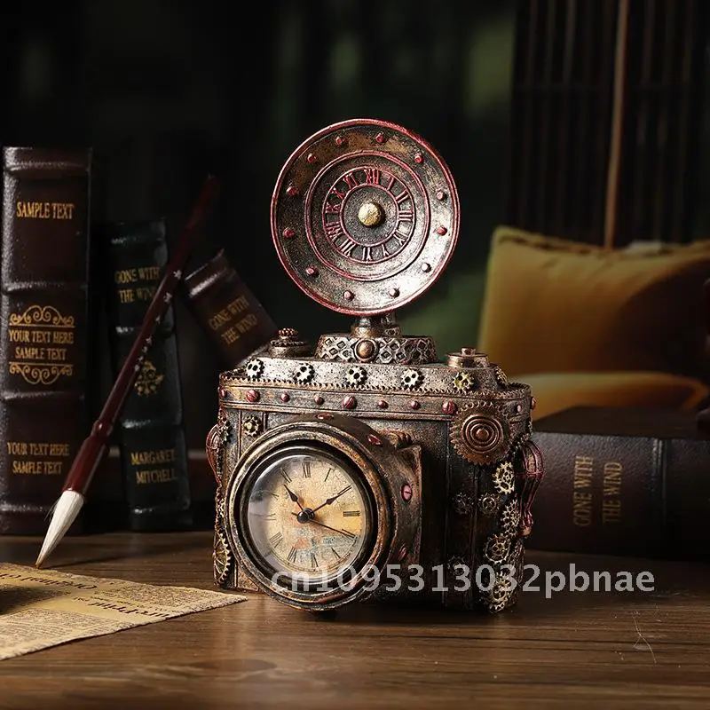 Reloj retro de estilo europeo para decoración de ventanas, adornos de resina, accesorios de fotografía de películas y televisión