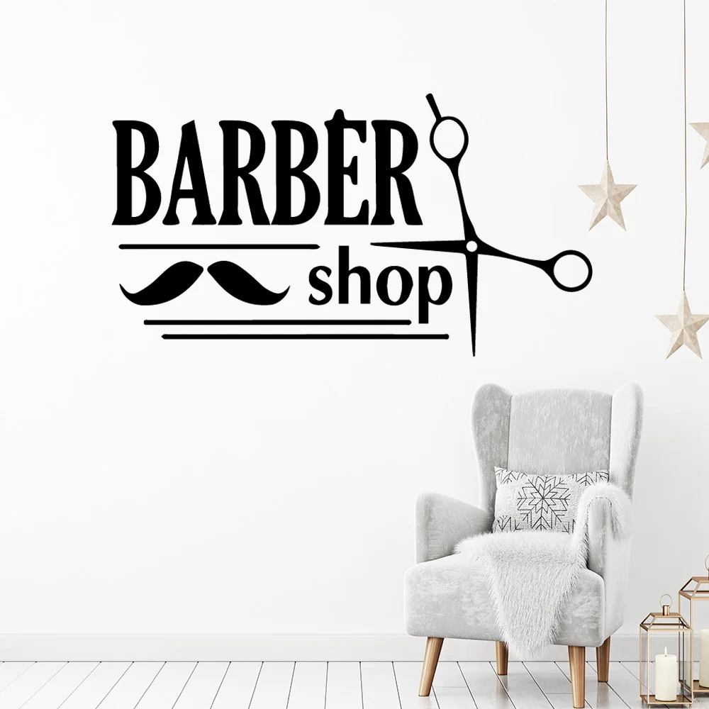 Hair Salon Barber Vinyl Wall Sticker Decal For Barber Shop Living Room Door Or Window Store Decor Waterproof Sticker Mural