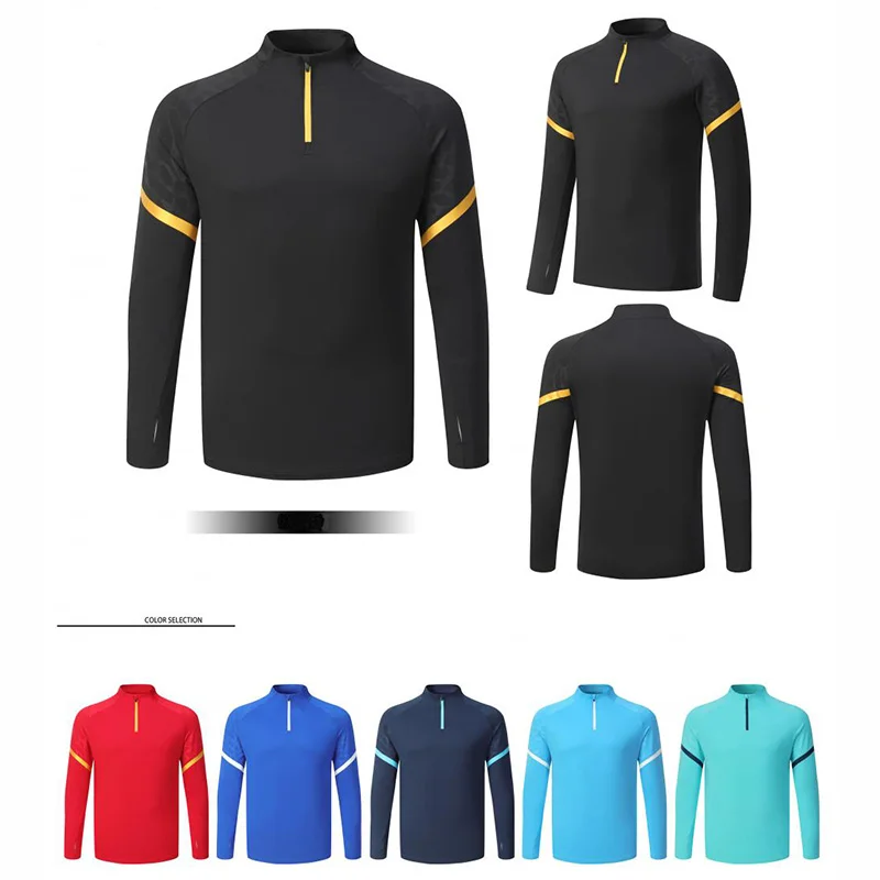 Kids Sports Winter Training Quarter-Zip Jacket Classic Field Football Game Professional Jacket Emboss Sleeve with Thumb Hole Top