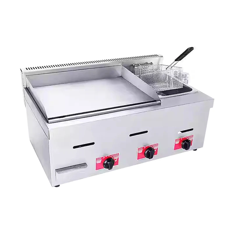 Commercial Table‑Top Gas Flat Griddle, Teppanyaki Cooking Grill for Squid, Fried Rice, Stir‑Fry & Pancake, Street Stall Cooker