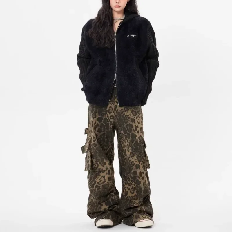Aesthetic Women's Baggy Cargo Jeans Harajuku Vintage Denim Trousers Oversize Wide Cowboy Pants 90s Gothic Hip-hop Y2k Clothes