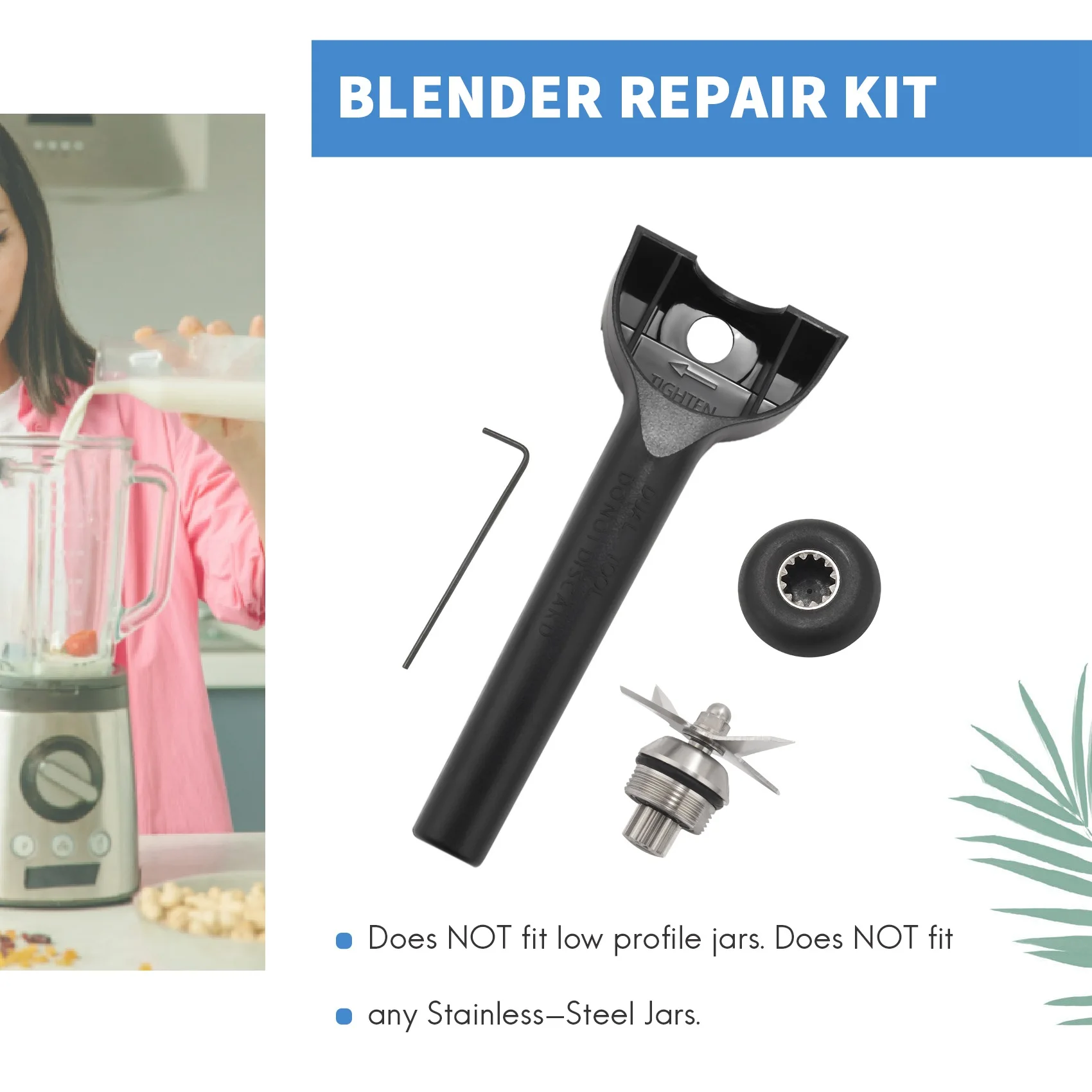 Blender Blade Kit alat perbaikan, soket Drive dengan Gasket untuk 5200 seri 64 48 32OZ