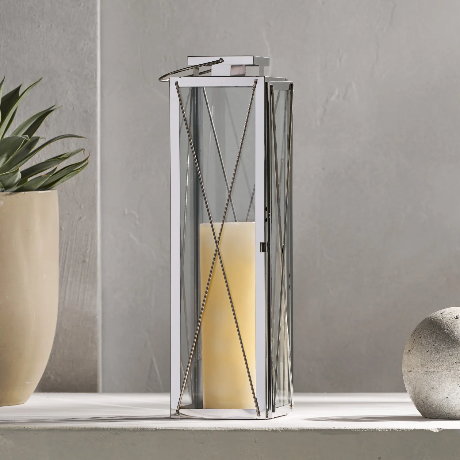 

DEBORAH 22"H STAINLESS STEEL LANTERN