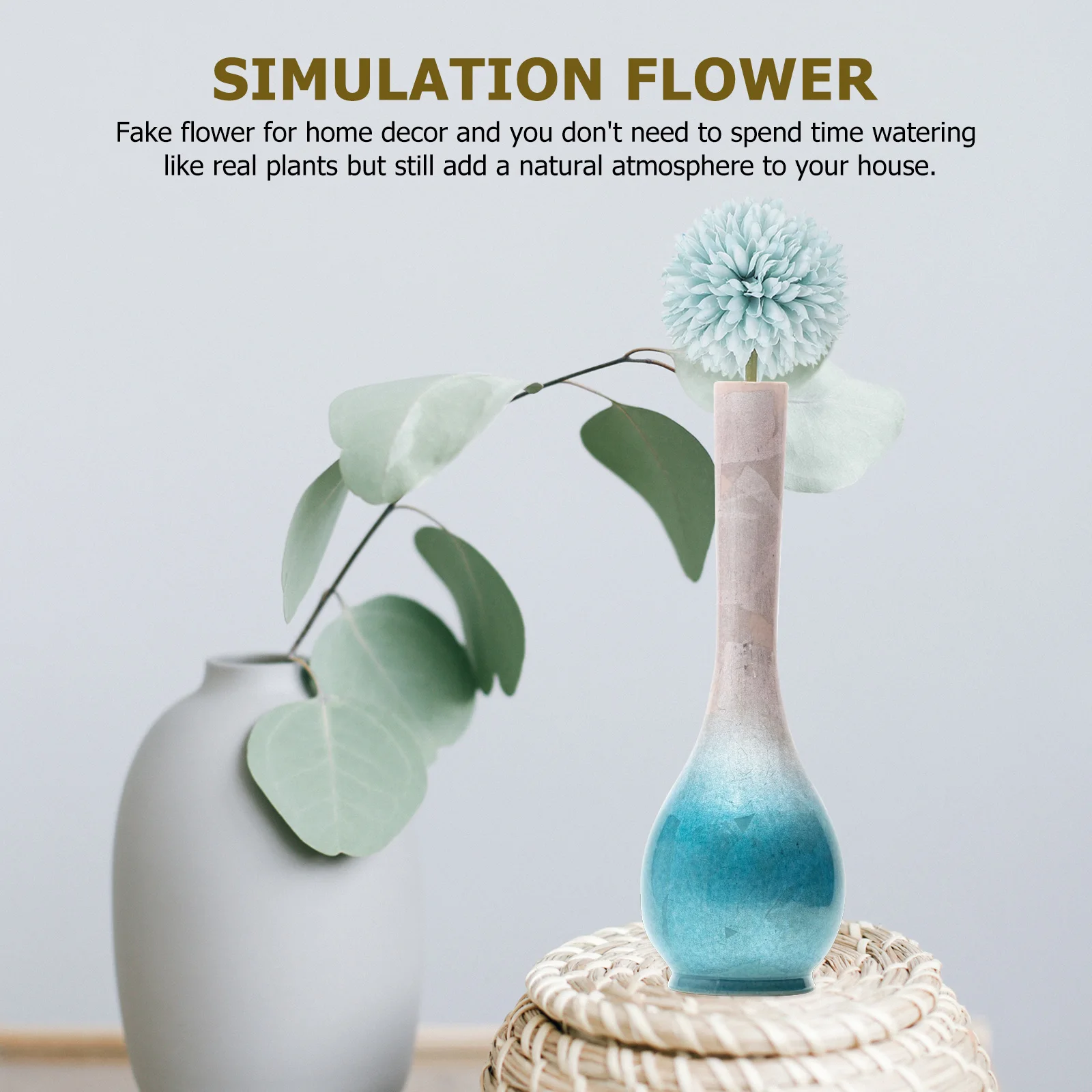 

8 Pcs Simulated Chrysanthemum Set Artificial Chrysanthemums Flowers Ball Silk Vase Bouquet Blue Hydrangea Baby