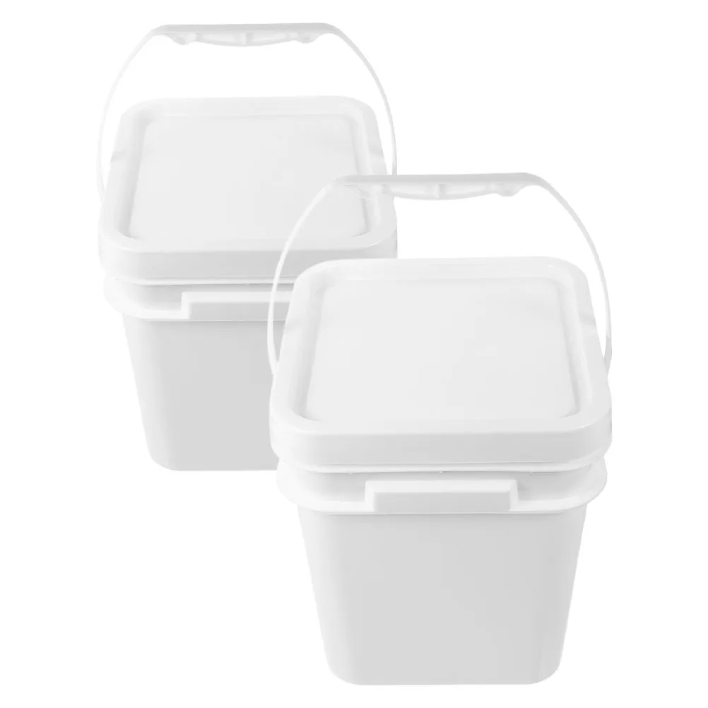 

2Pcs Plastic Paint Can Bucket with Handle Lid Durable Storage Container Portable for Painting and Outdoor Activities