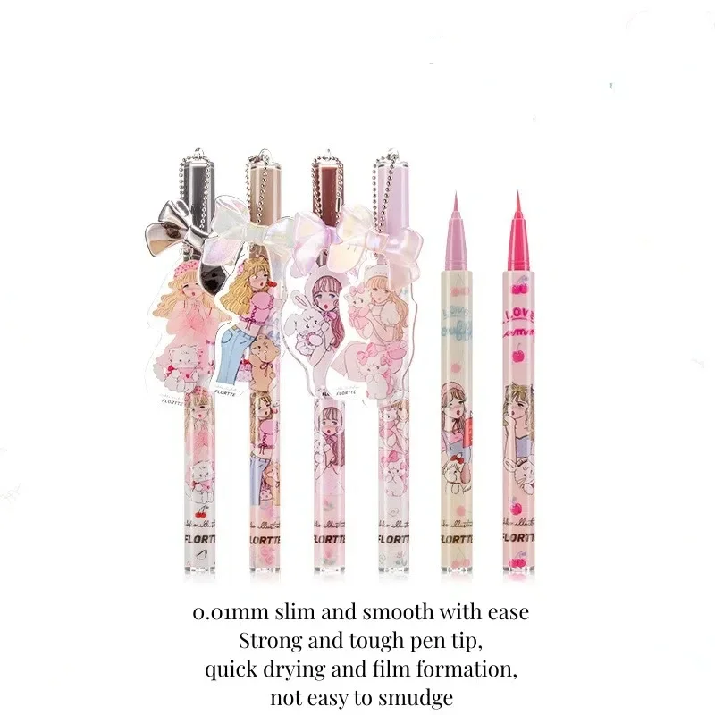 FLORTTE – Eyeliner liquide coloré, imperméable, longue durée, naturel, lisse, couché, ver à soie, séchage rapide, maquillage pour les yeux, cosmétiques