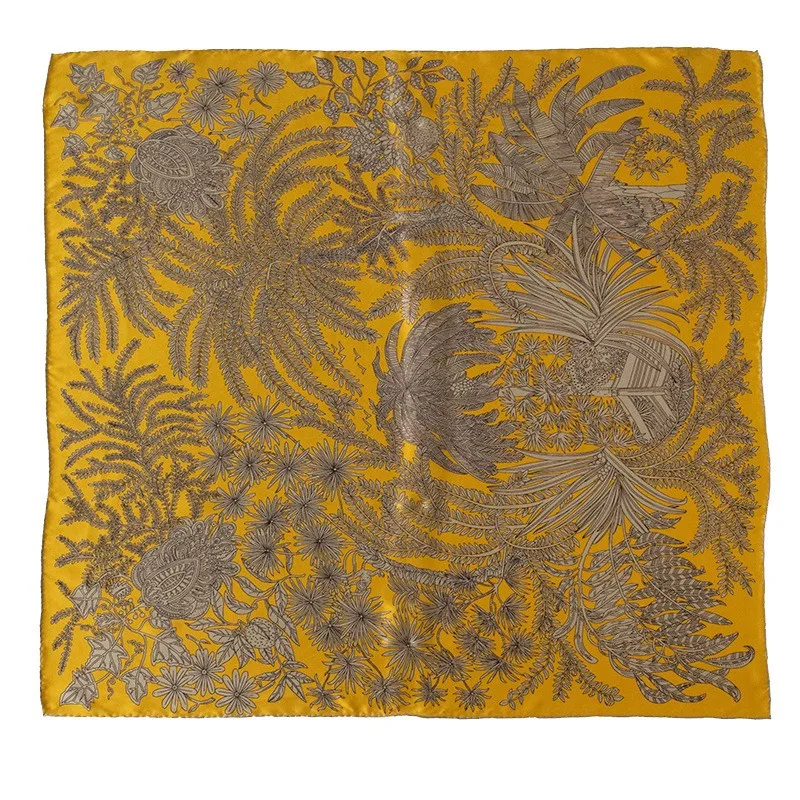 Fashion mulberry silk scarf yellow printed square scarf summer high-end shawl neck scarf gift box