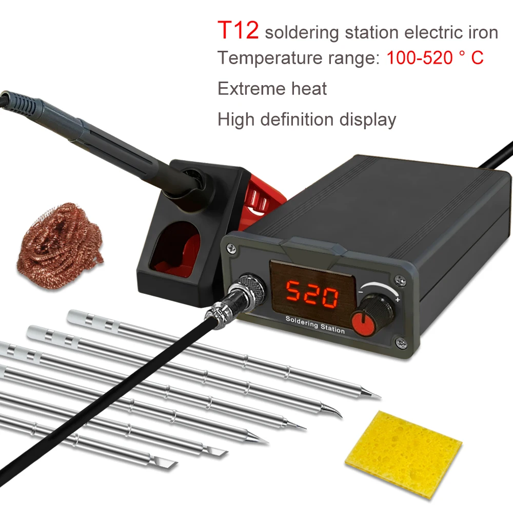 Lefavor T12 Soldering Iron  Station 1.3inch  Multi-function Portable Bga Rework Station with Soldering Tips Welding Tools