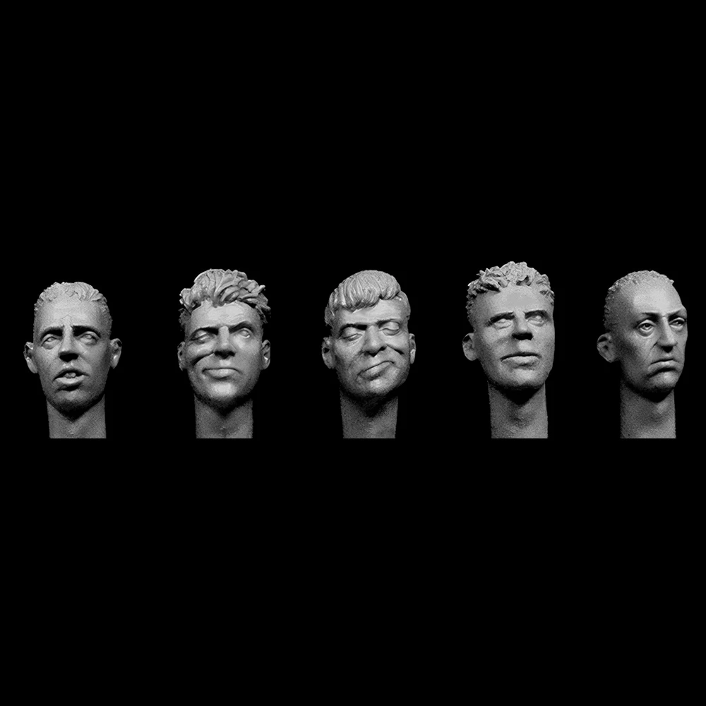 1/35 caucasian heads with varied haircuts and expressions, Resin Model figure, Civilian theme, Unassembled and unpainted kit