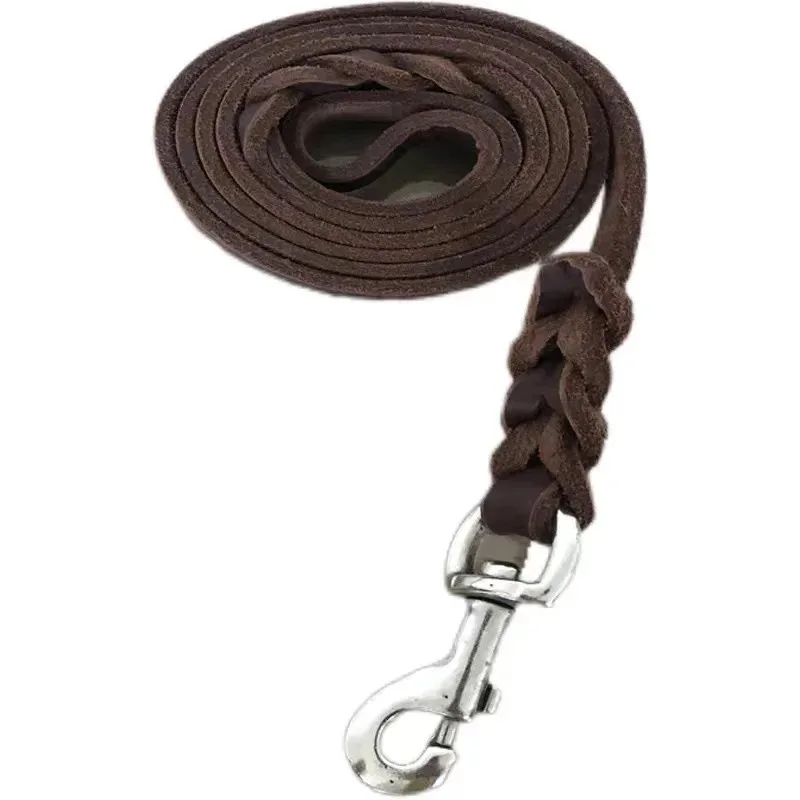 Genuine Leather Dog Leash - Top Grain Cowhide Training Lead with Heavy Duty Clip, Handcrafted Pet Leash for Medium Large Dogs view 6