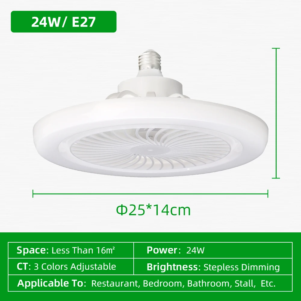 2026 Neue E27 Deckenventilator-Lampe Fernbedienung 110V 220V 3 Farben Einstellbar Modern für Zuhause Schlafzimmer Wohnzimmer