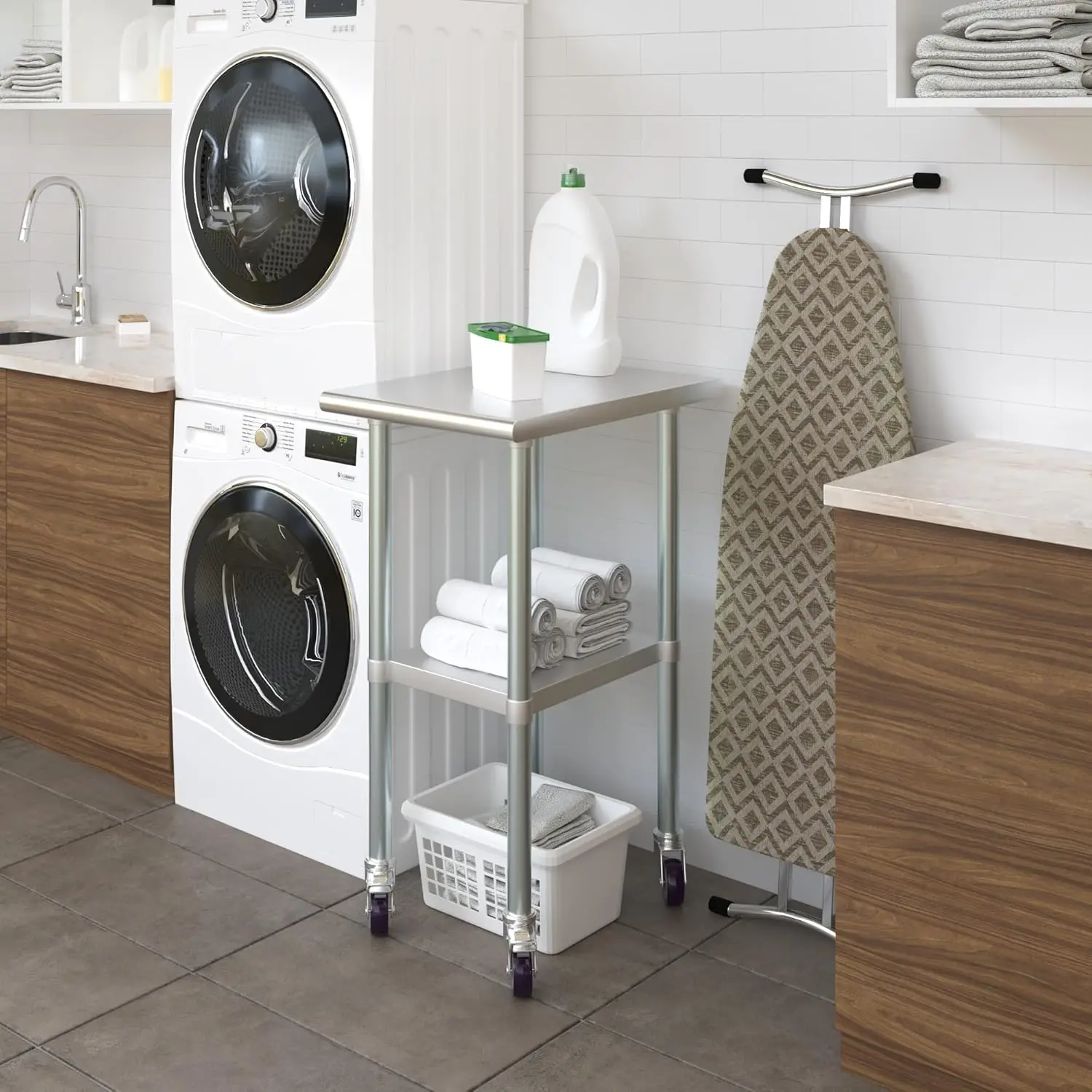 24 in. x 18 in. StainlSteel Work Table with Wheels | Metal Kitchen Food Prep Table | NSF