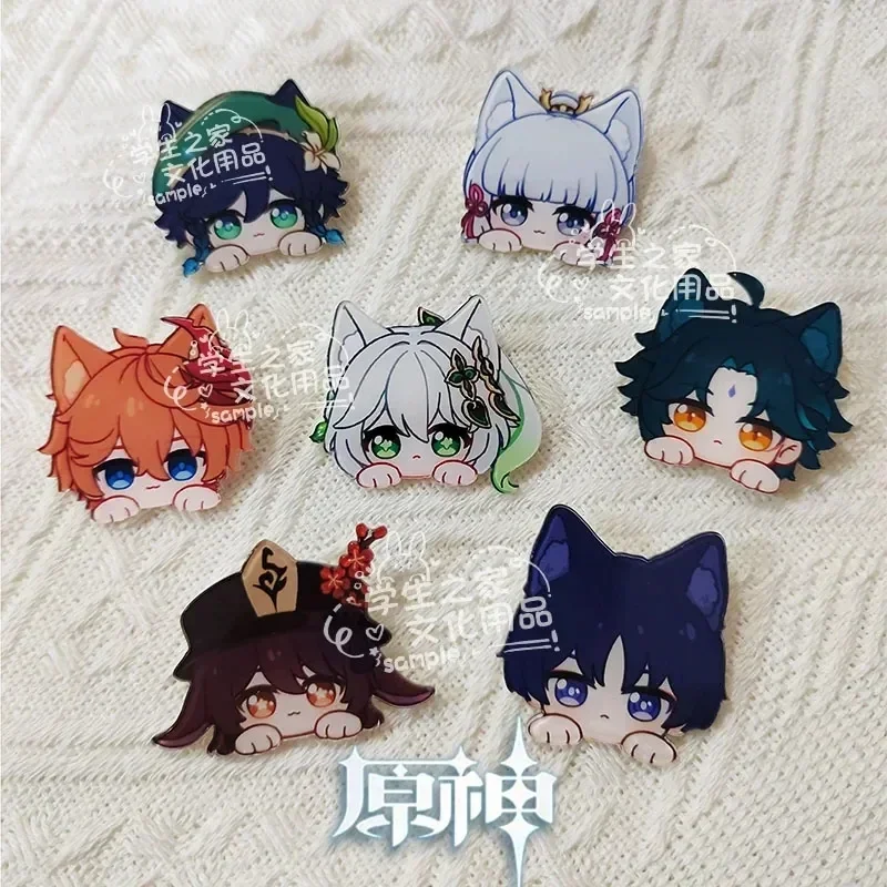 Game Impact Fontaine Neuvillette Wriothesley Rabbit Ears Small Hands Acrylic Badge Backpack Button Brooch Accessories Gifts