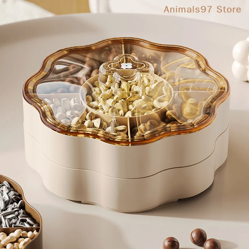 1 Pc Home Candy Tray Compartmentalized Multi-layer Nut And Melon Seeds Box With Lid PP Small Item Kitchen Storage Box