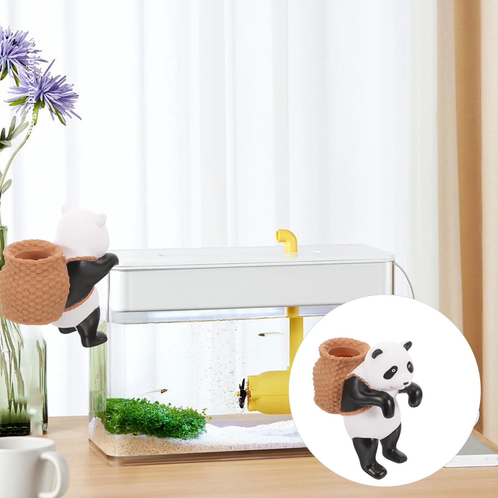 لطيف الباندا الفينيل حوض السمك ديكور خزان الأسماك زخرفة حديقة الزهرية شنقا الديكور بركة صغيرة اكسسوارات مستلزمات الحيوانات الأليفة