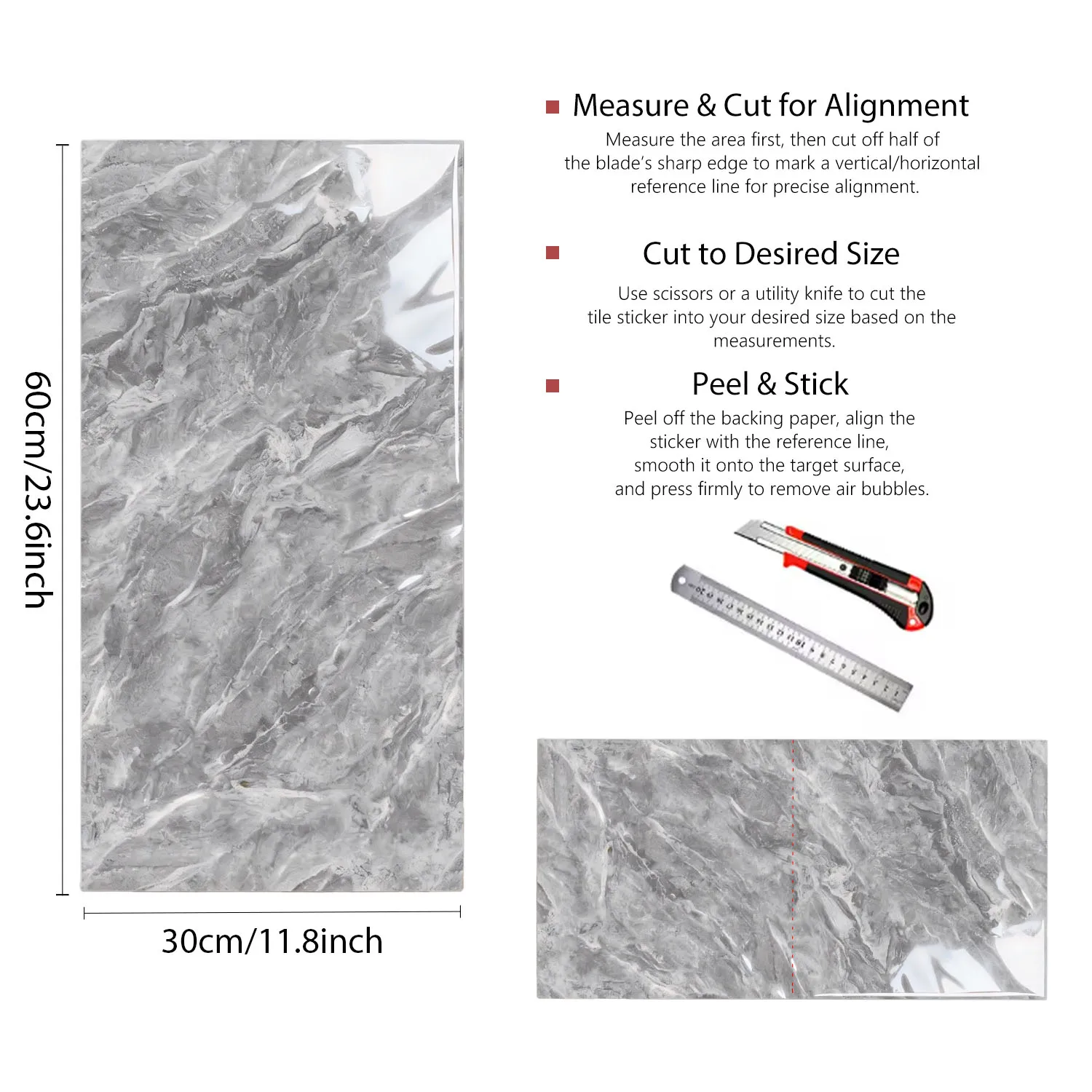 10-50pcs marble-patterned self-adhesive wallpaper, waterproof, Scratch-Resistant IXPE material, for kitchens bedroom bathrooms