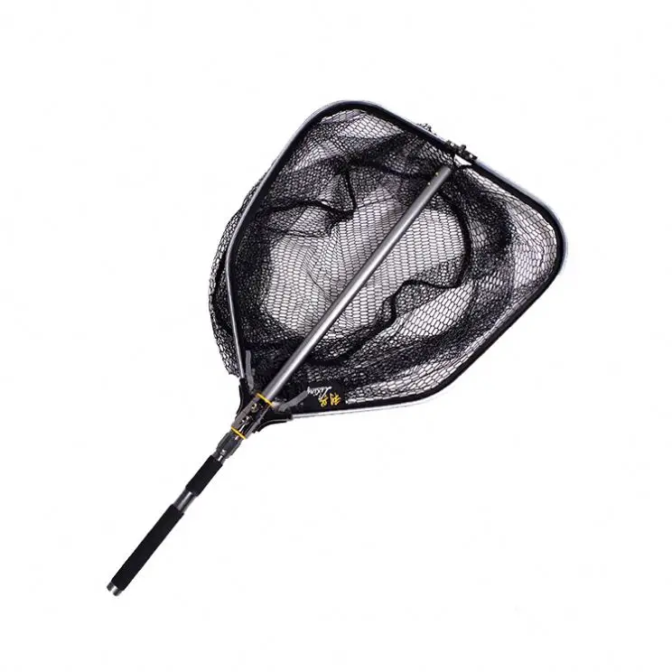

New Fish Rubber Coat Net 2.16m Large China Supplier Aluminum Handle Telescopic Fishing Net Foldable Landing Fishing Nets